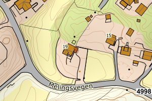 Kartbilde fra WMS-tjeneste av avviket