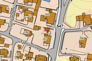 Kartbilde fra WMS-tjeneste av avviket
