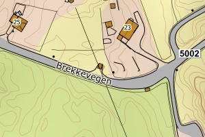 Kartbilde fra WMS-tjeneste av avviket