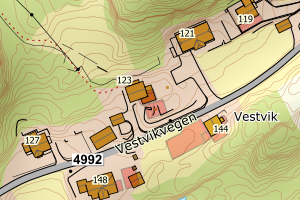 Kartbilde fra WMS-tjeneste av avviket