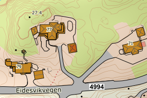 Kartbilde fra WMS-tjeneste av avviket