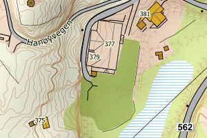 Kartbilde fra WMS-tjeneste av avviket