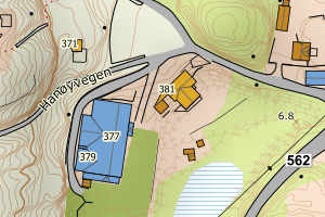 Kartbilde fra WMS-tjeneste av avviket