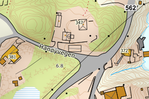 Kartbilde fra WMS-tjeneste av avviket
