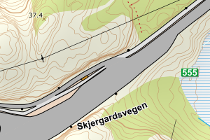 Kartbilde fra WMS-tjeneste av avviket