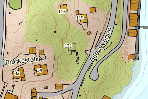 Kartbilde fra WMS-tjeneste av avviket