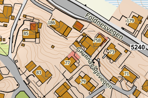 Kartbilde fra WMS-tjeneste av avviket