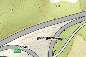 Kartbilde fra WMS-tjeneste av avviket