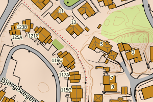 Kartbilde fra WMS-tjeneste av avviket