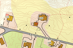 Kartbilde fra WMS-tjeneste av avviket