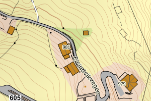 Kartbilde fra WMS-tjeneste av avviket