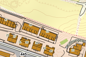 Kartbilde fra WMS-tjeneste av avviket