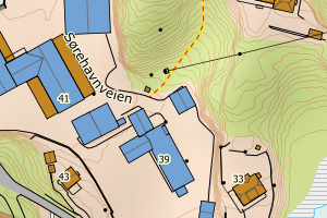 Kartbilde fra WMS-tjeneste av avviket