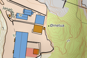 Kartbilde fra WMS-tjeneste av avviket