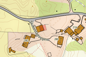 Kartbilde fra WMS-tjeneste av avviket