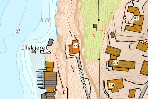 Kartbilde fra WMS-tjeneste av avviket