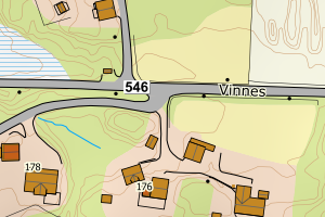 Kartbilde fra WMS-tjeneste av avviket