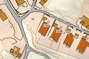 Kartbilde fra WMS-tjeneste av avviket