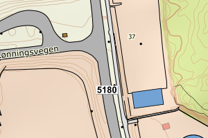 Kartbilde fra WMS-tjeneste av avviket