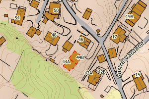 Kartbilde fra WMS-tjeneste av avviket