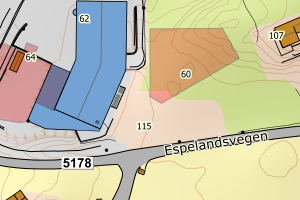 Kartbilde fra WMS-tjeneste av avviket