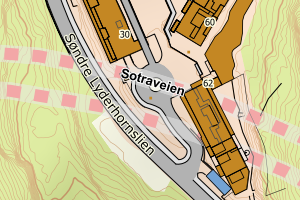 Kartbilde fra WMS-tjeneste av avviket