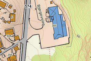Kartbilde fra WMS-tjeneste av avviket