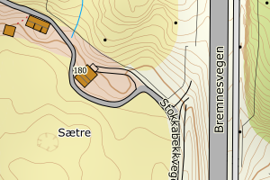 Kartbilde fra WMS-tjeneste av avviket