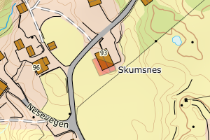 Kartbilde fra WMS-tjeneste av avviket