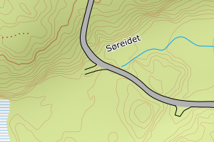 Kartbilde fra WMS-tjeneste av avviket