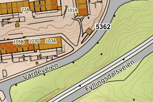 Kartbilde fra WMS-tjeneste av avviket