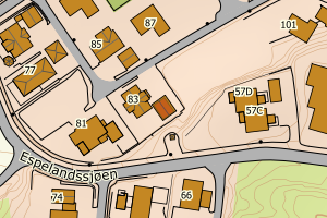 Kartbilde fra WMS-tjeneste av avviket