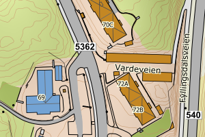 Kartbilde fra WMS-tjeneste av avviket