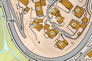 Kartbilde fra WMS-tjeneste av avviket