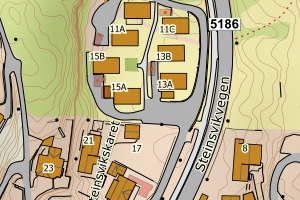 Kartbilde fra WMS-tjeneste av avviket