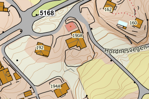 Kartbilde fra WMS-tjeneste av avviket