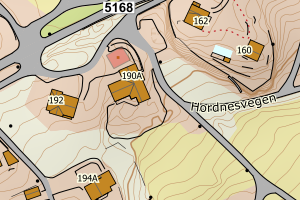 Kartbilde fra WMS-tjeneste av avviket