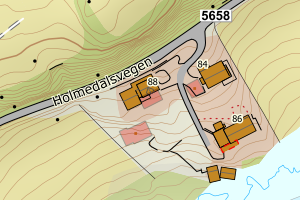 Kartbilde fra WMS-tjeneste av avviket