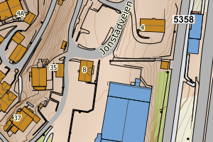 Kartbilde fra WMS-tjeneste av avviket