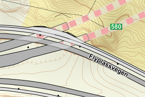 Kartbilde fra WMS-tjeneste av avviket