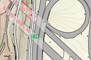 Kartbilde fra WMS-tjeneste av avviket