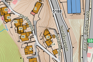 Kartbilde fra WMS-tjeneste av avviket