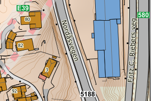 Kartbilde fra WMS-tjeneste av avviket