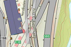 Kartbilde fra WMS-tjeneste av avviket