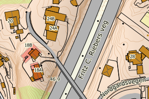 Kartbilde fra WMS-tjeneste av avviket