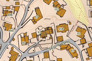 Kartbilde fra WMS-tjeneste av avviket