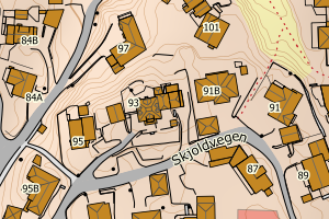 Kartbilde fra WMS-tjeneste av avviket