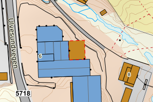 Kartbilde fra WMS-tjeneste av avviket