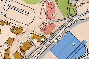 Kartbilde fra WMS-tjeneste av avviket