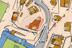 Kartbilde fra WMS-tjeneste av avviket